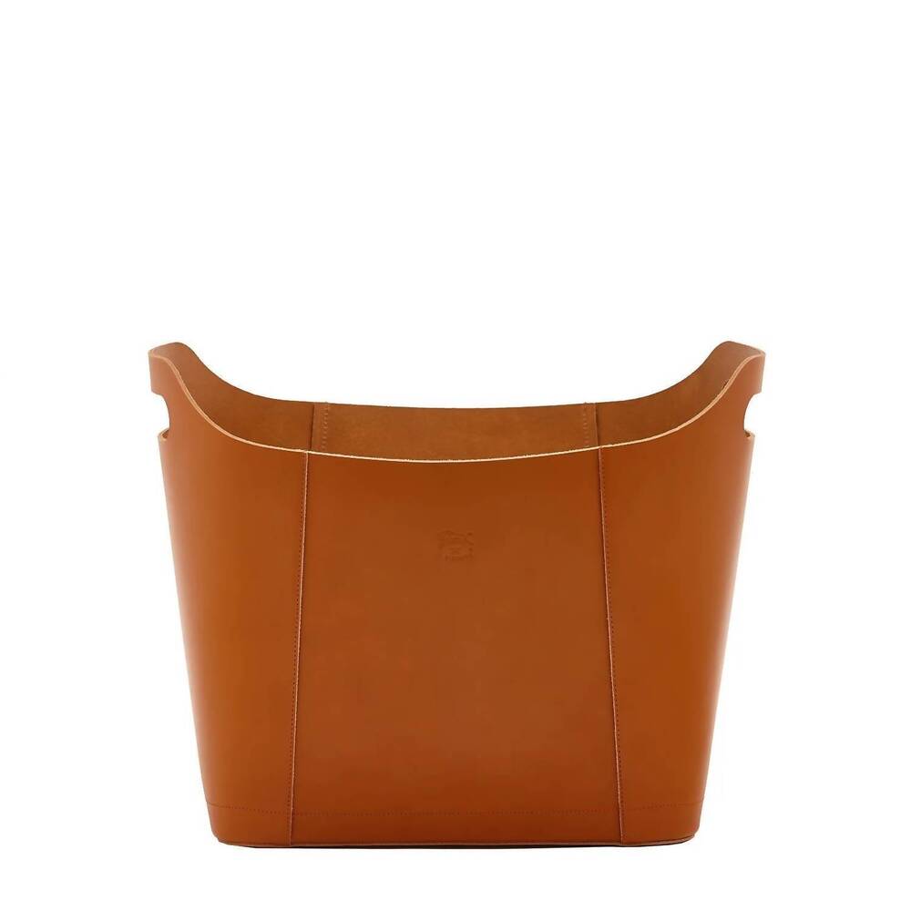 NEW IL BISONTE home basket magazine rack in caramel hardware